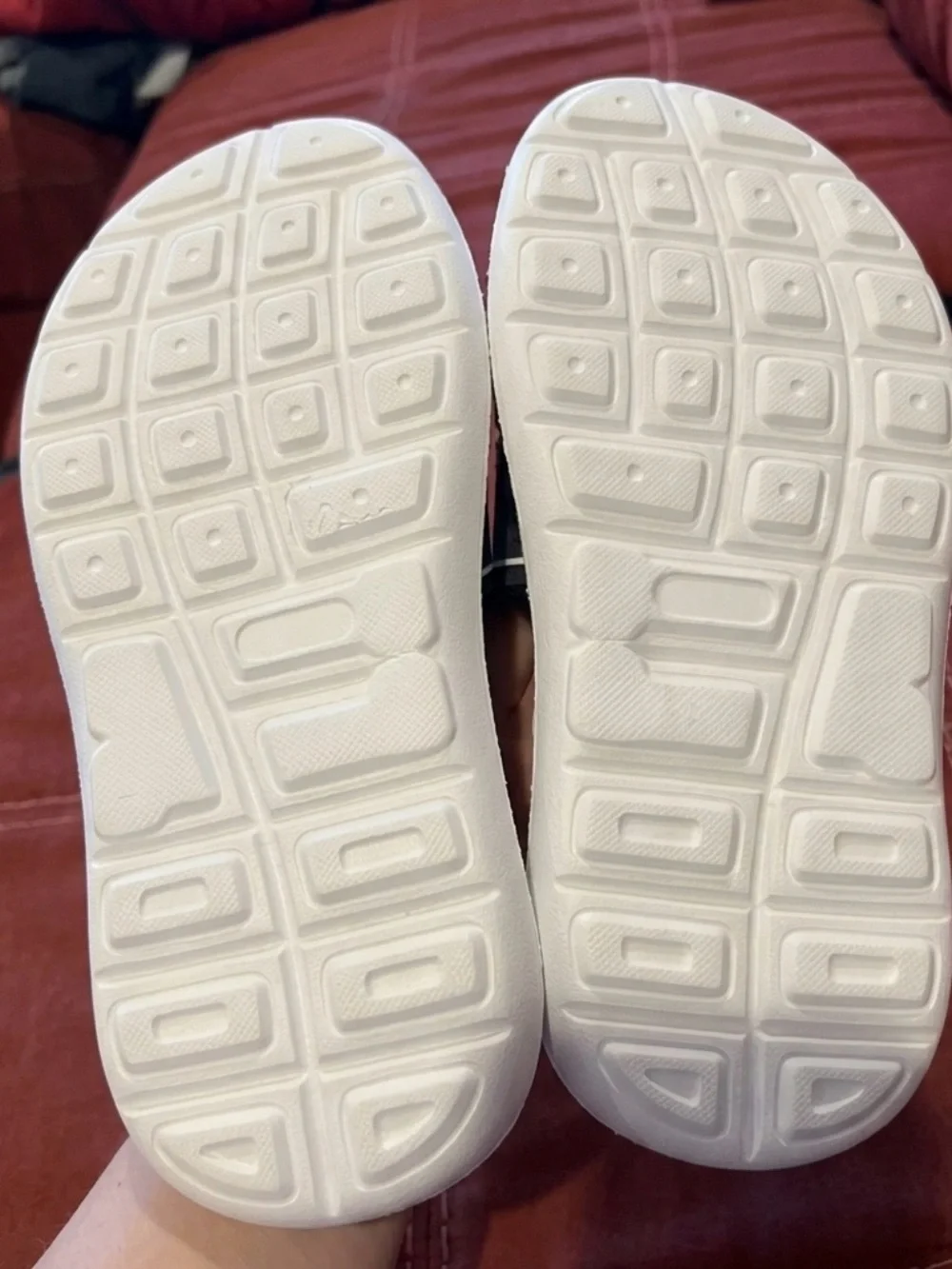 CHAPS: Memory Foam Men's Black Slide Sandals with White Stripes- Size 9